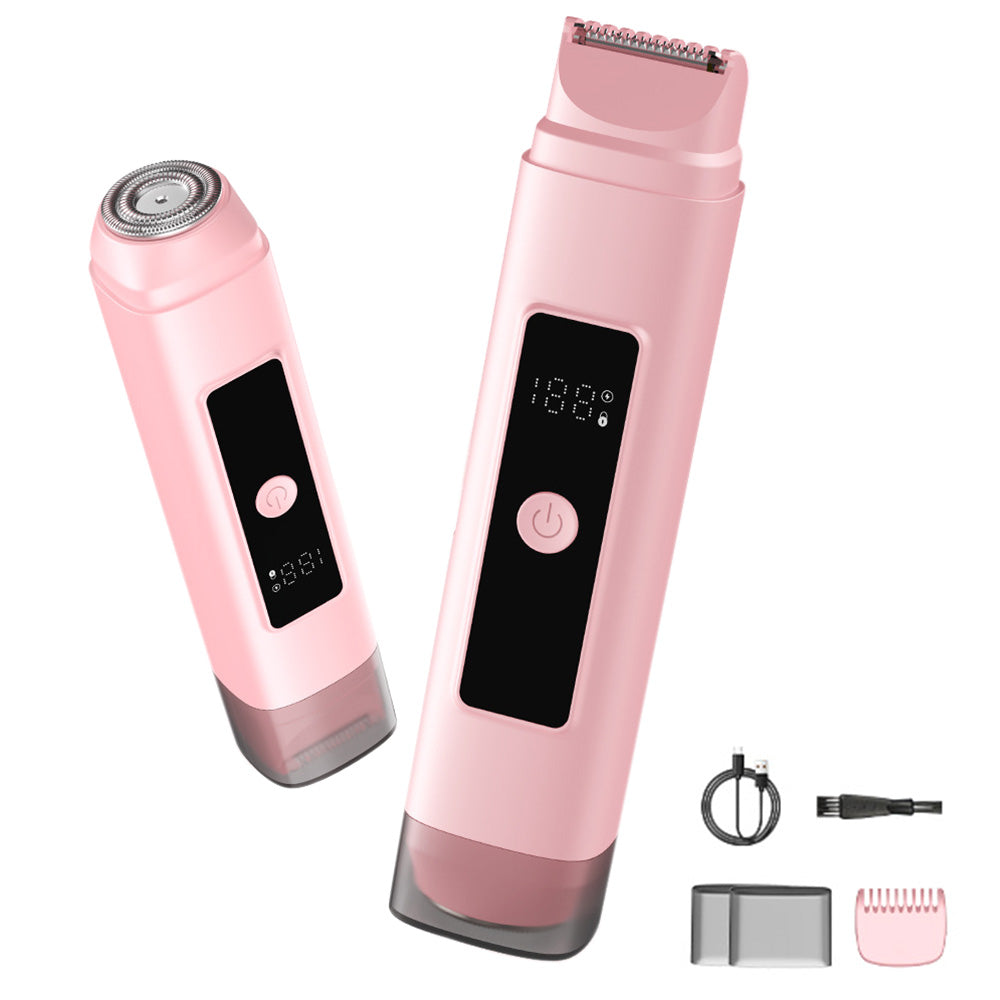 2-in-1 Dual Head Electric Shaver & Bikini Trimmer for Women with LED Display