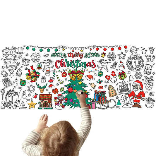 Xmas Giant Coloring Paper Tablecloth Banner Christmas Poster Crafts for Kids