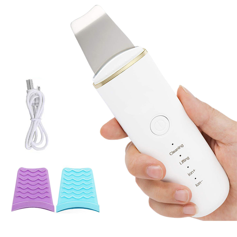Electric Facial Skin Scrubber Ultrasonic Blackhead Remover Spatula Comedone Extractor Cleanser
