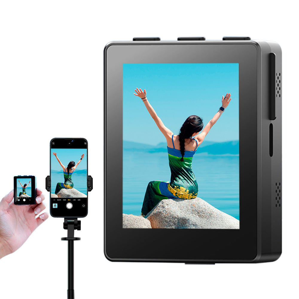 Mini Vlog Selfie Monitor with 15m Bluetooth Remote for Travel & TikTok
