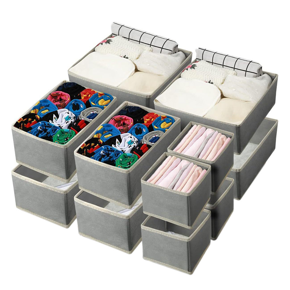 12Pcs Set Drawer Organizers for Clothes Underwear Sock Foldable Closet Organization Bins