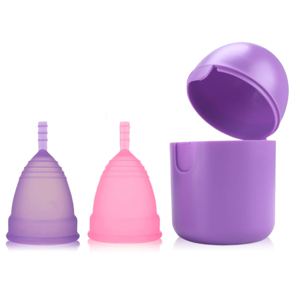 2Pcs Set Silicone Menstrual Cups Foldable Feminine Menstruation Period Cups