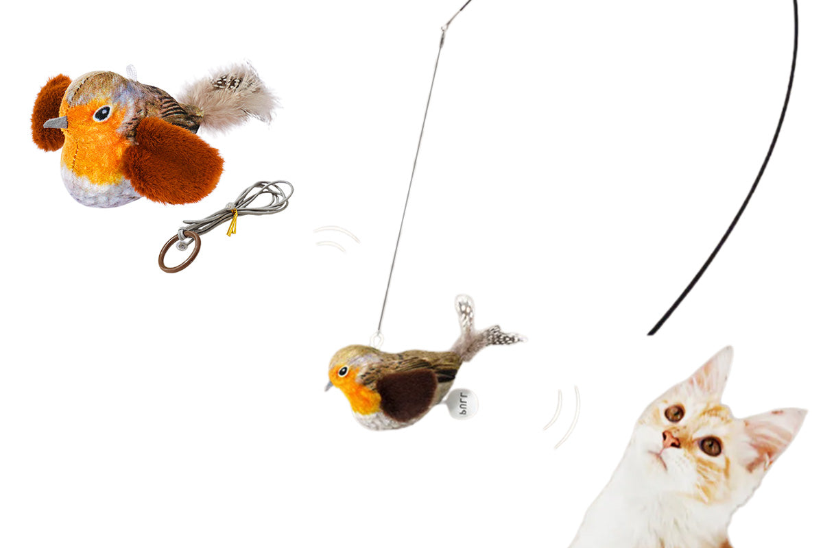 Interactive Cat Toy With Simulated Chirping Bird Artificial Bird For Indoor Cats-Gray