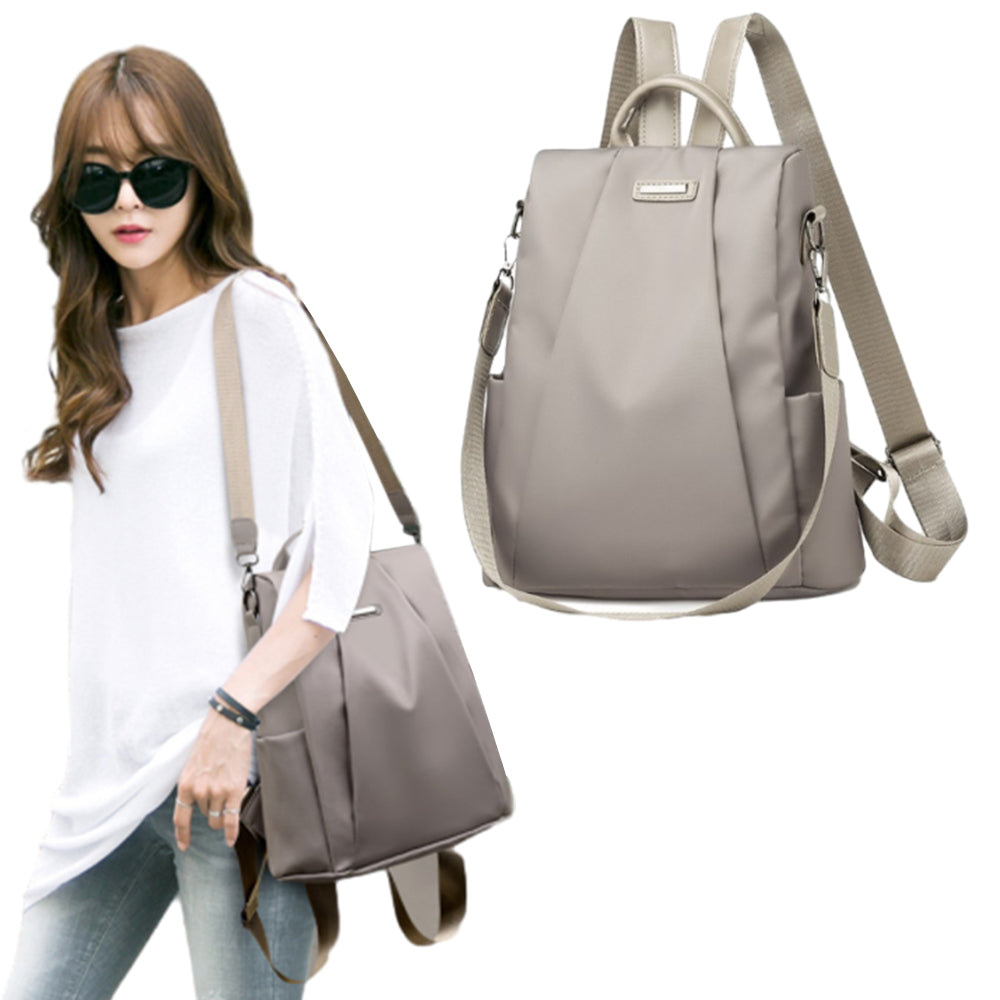 2-in-1 Anti-theft  Backpack Travel Shoulder Bag Water-Resistant Women Bag Gray