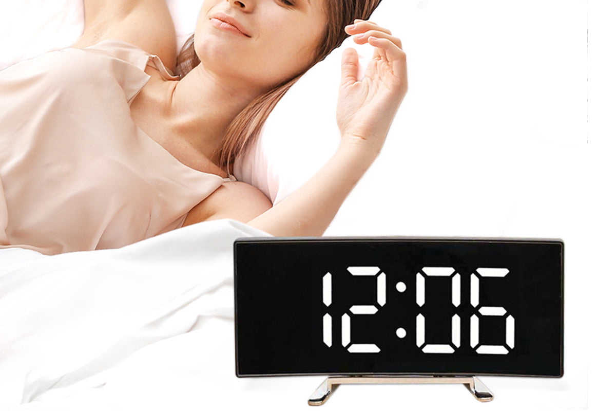 Large LED Digital Clock Bedside Table Alarm Clock Temperature Time Display Decor-White
