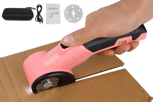 USB Cordless Electric Scissors Rechargeable Fabric and Cardboard Cutter-Pink