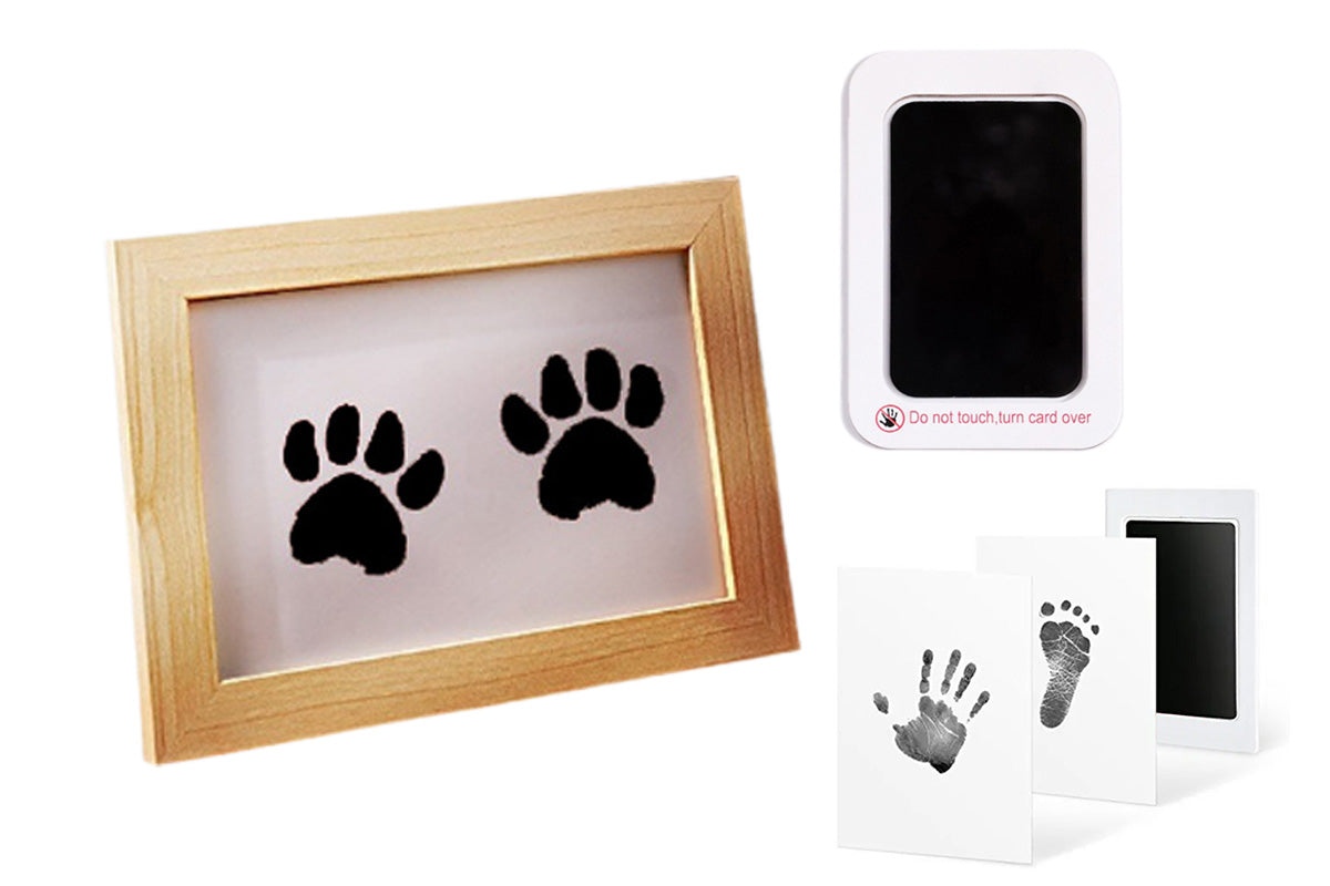 Pet Paw Footprint Photo Frame Kit Pet Secure Wipe Ink Print Frame-Black