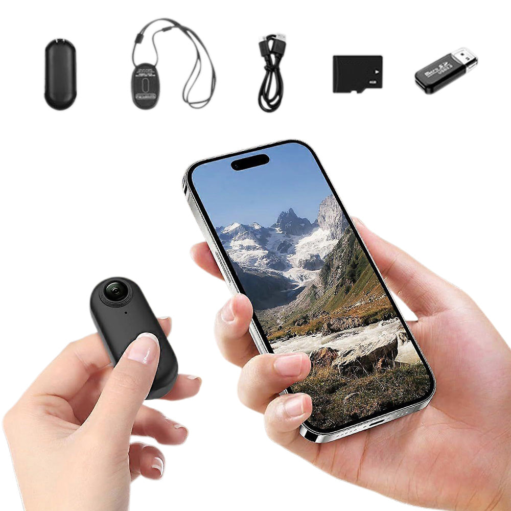 1080P Mini Thumb Action Camera Portable Wearable Body Cam with Rotating Clip Black