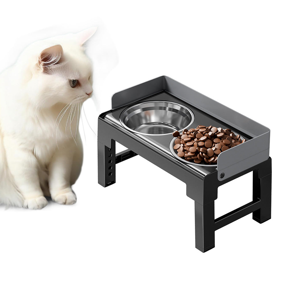 5-Level Height Adjustable Raised Bowl for Pet Dogs Elevated Dog Bowls Grey
