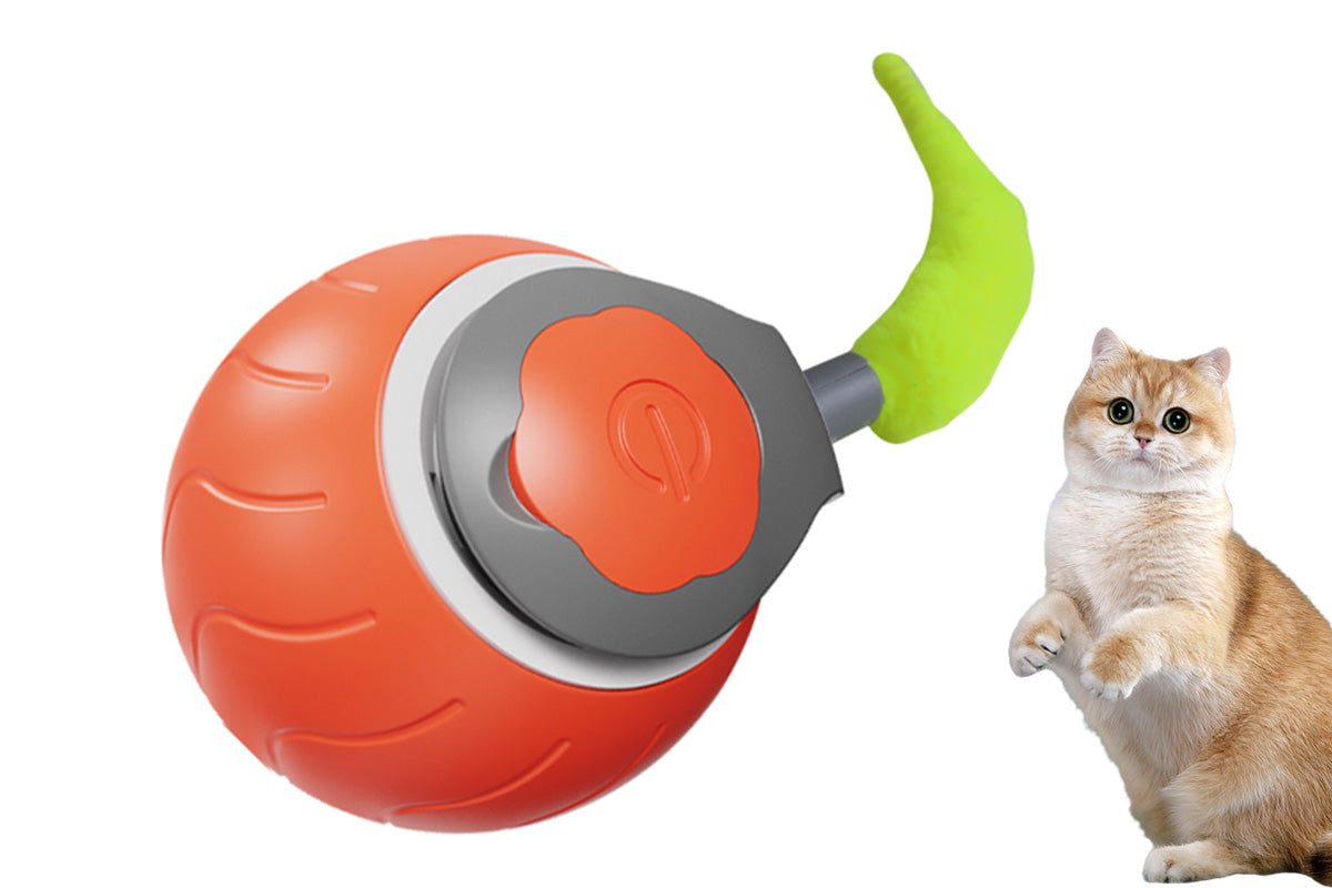 USB Rechargeable Speedy Tail Pet Toy Interactive Pet Toy For Indoor Automatic Moving Pet Toy Ball-Orange