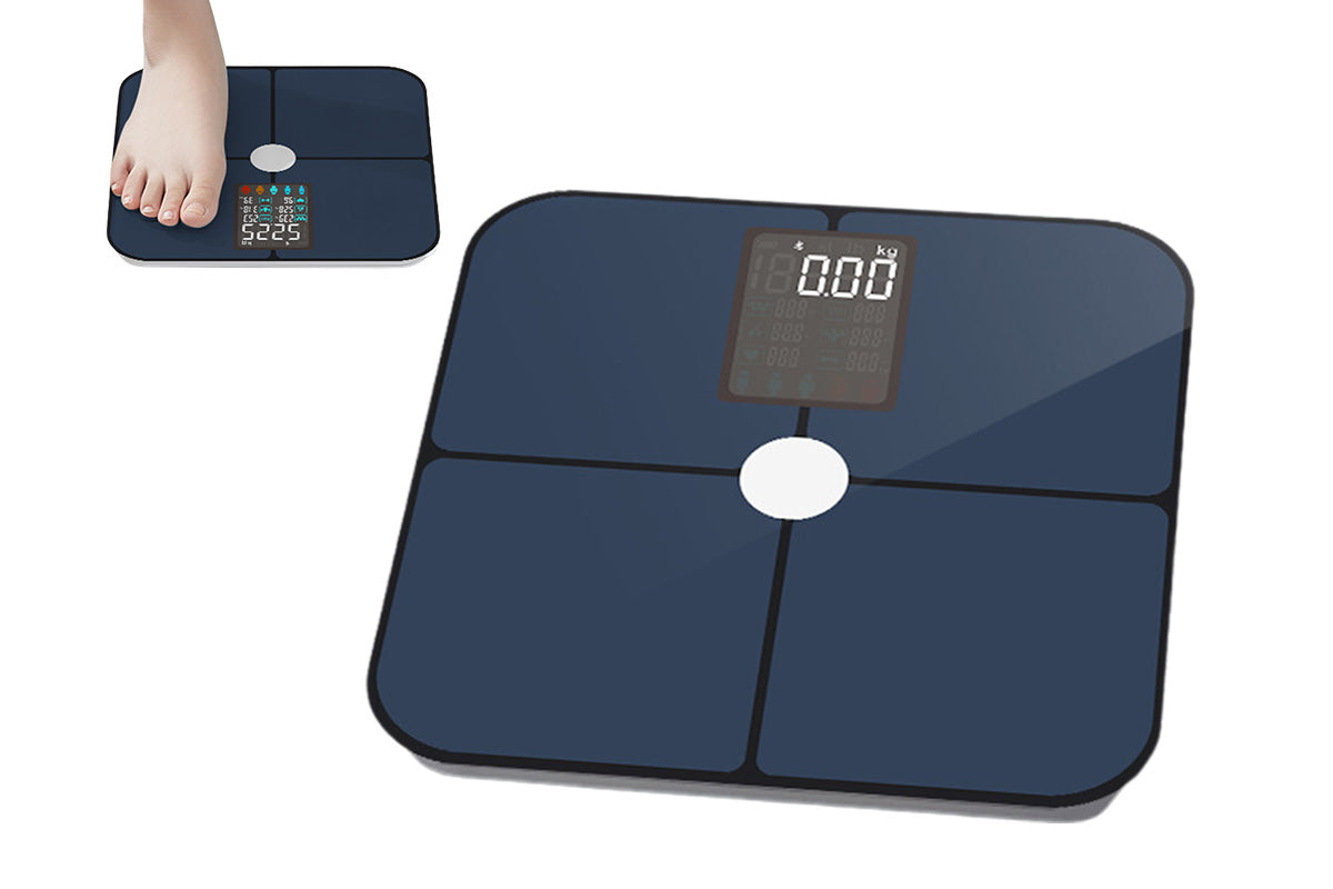 Smart Digital Bathroom Body Fat Scale 180KG Bluetooth Scales Weight for BMI Water-Navy Blue