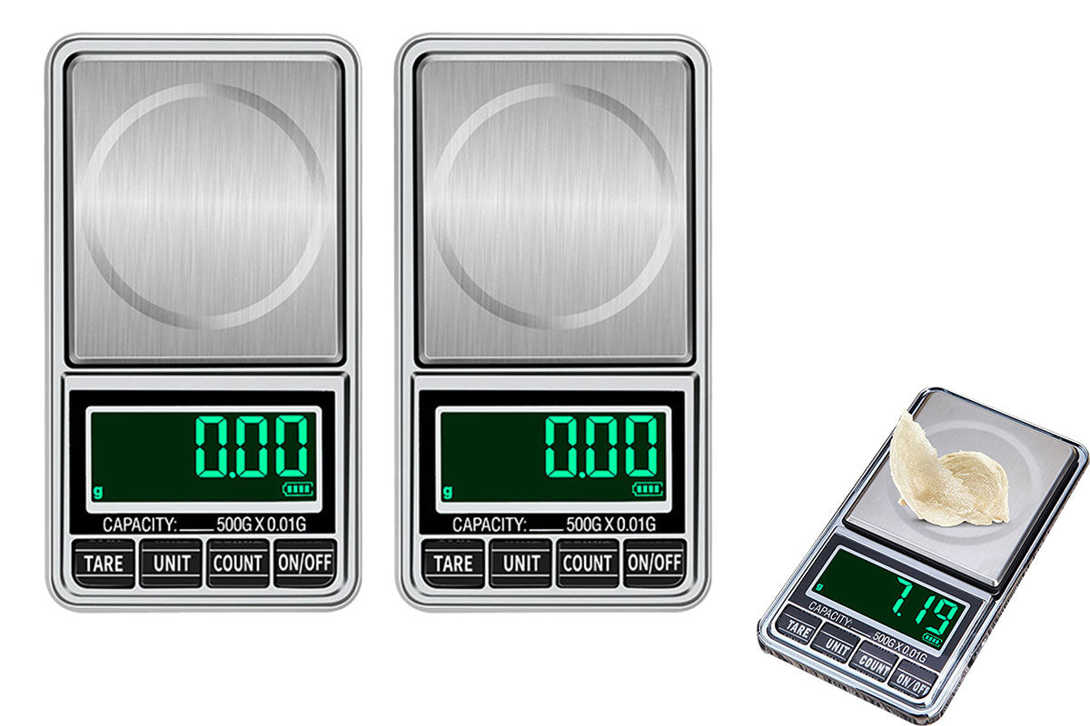 2Pcs Stainless Steel Mini Pocket Digital Scale 500g Or 0.1g Portable Pocket Electronic Scale