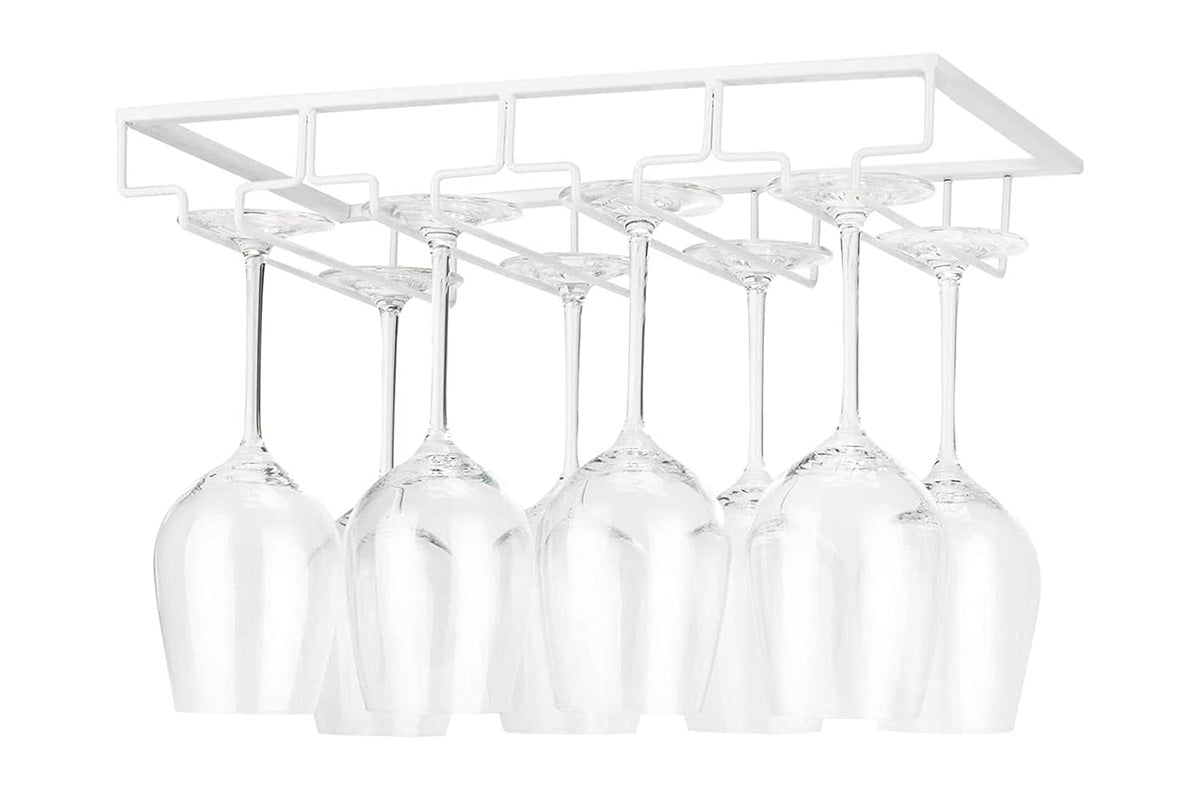 Wine Glass Rack Metal Stemware Holder 4 Rows Hanging Organizer for Bar Kitchen