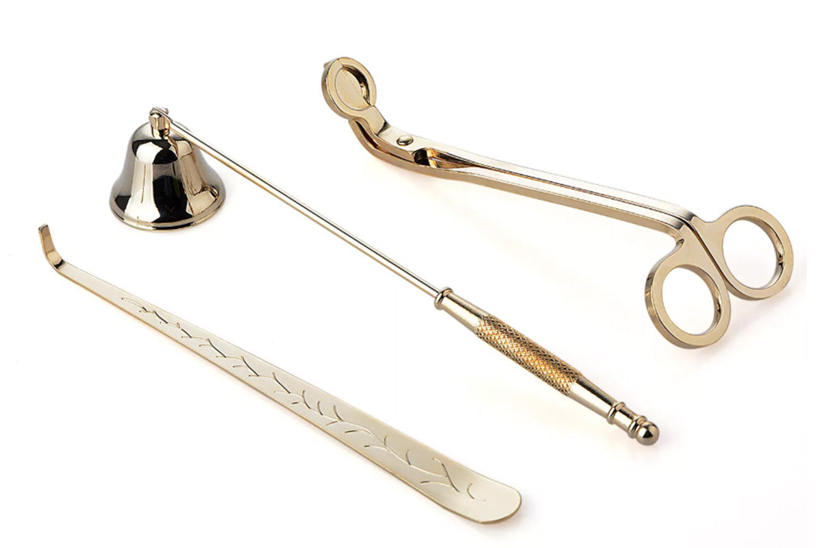 3 In 1 Candle Accessory Set Candle Wick Trimmer Cutter Candle Snuffer Extinguisher Wick Dipper-Gold