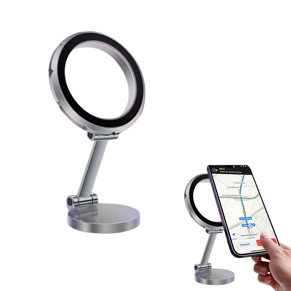 Magnetic Car Phone Holder Rotating Magnet Mount Mobile Cell Phone Stand Dash Fit Silver