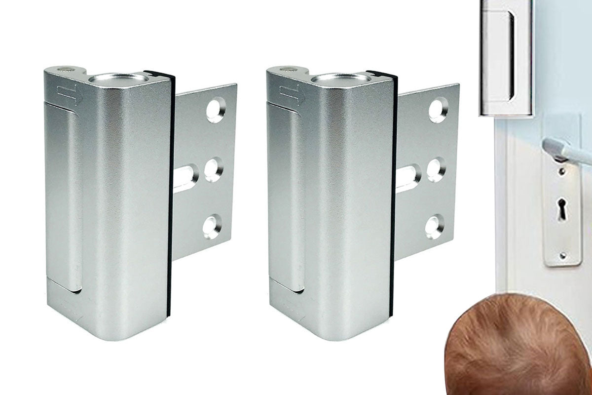 2Pcs Heavy Duty Home Security Defender Door Lock Reinforcement Protection Latch-Sliver