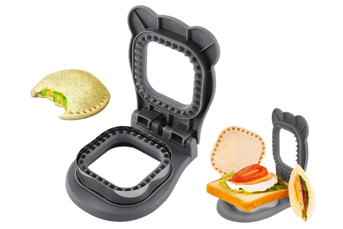 2Pcs Sandwich Cutter and Sealer Stainless Steel Pocket Sandwich Maker Toastie Maker-Grey