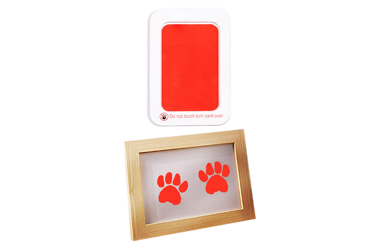 Pet Paw Footprint Photo Frame Kit Pet Secure Wipe Ink Print Frame-Red