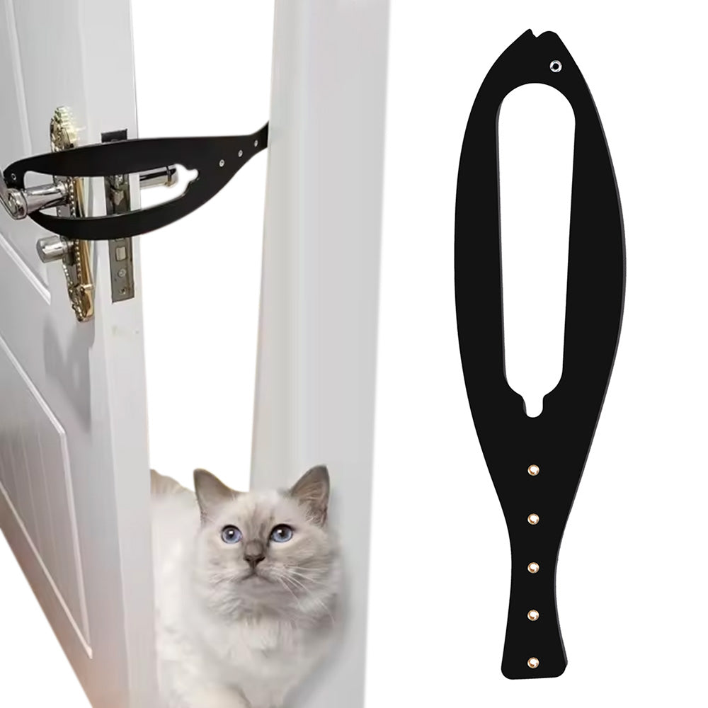 Adjustable Cat Door Latch Fast Flex Pet Door Stopper to Keep Dogs Away Black