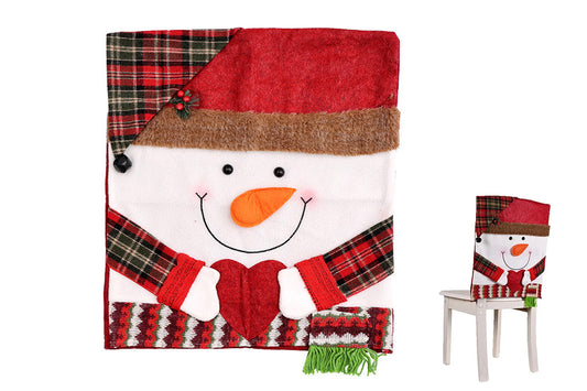 Christmas Chair Covers with Santa Hat for Holiday Dinner Party -Snowman