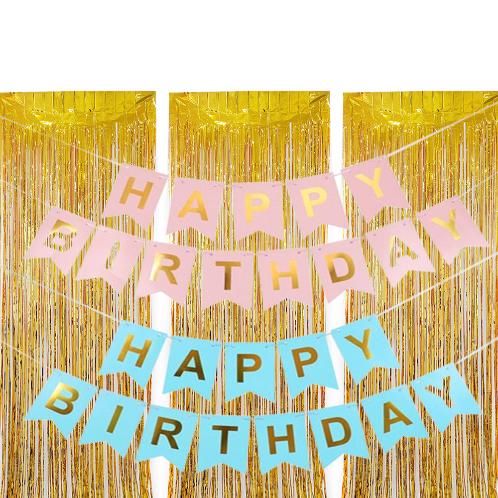 Set of 3Pcs 2M Fringe Curtain Backdrop Curtain Photo Booth Props Streamers Party Decorations Gold