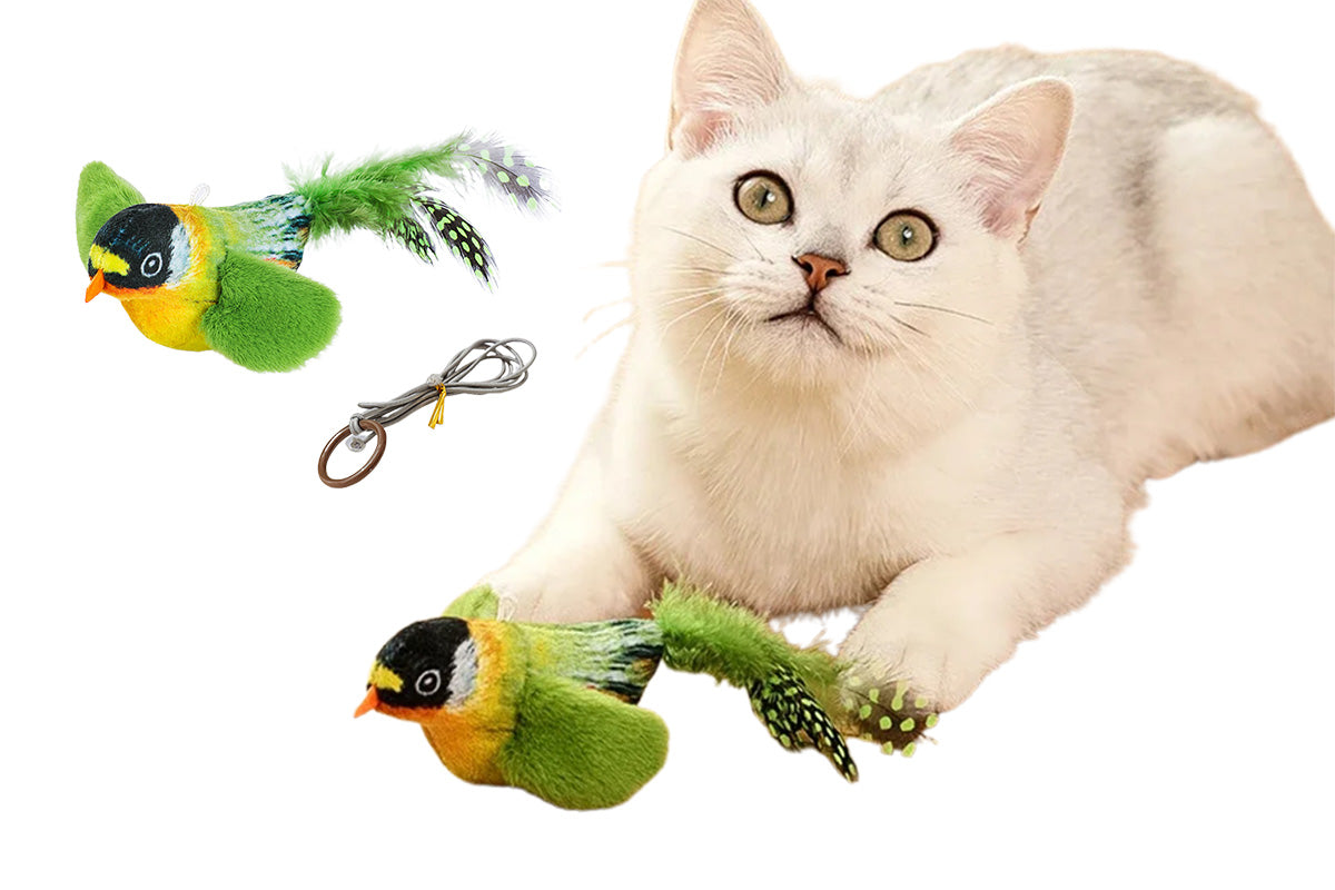 Interactive Cat Toy With Simulated Chirping Bird Artificial Bird For Indoor Cats-Green