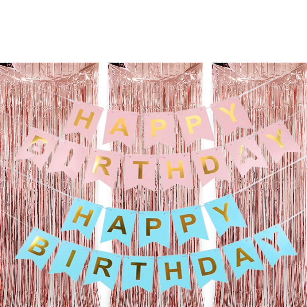 Set of 3Pcs 2M Fringe Curtain Backdrop Curtain Photo Booth Props Streamers Party Decorations Rose