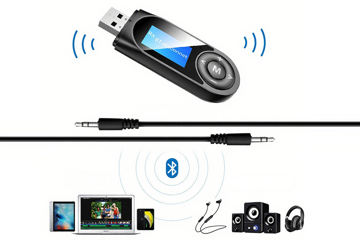 LCD Bluetooth 5.0 Transmitter Receiver USB Audio Adapter for TV Car Speakers