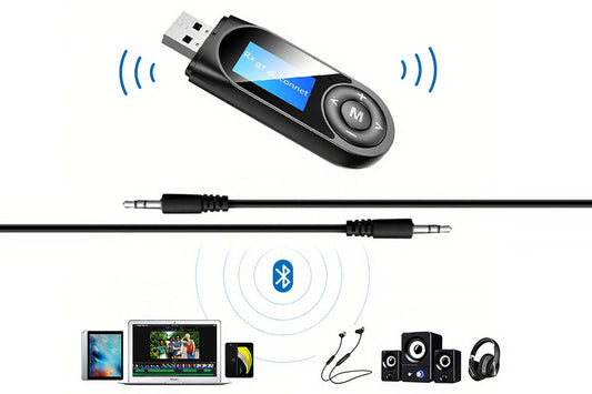 LCD Bluetooth 5.0 Transmitter Receiver USB Audio Adapter for TV Car Speakers