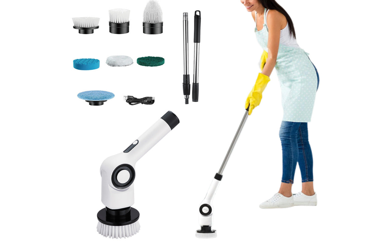 Cordless Electric Spin Scrubber Turbo Scrub Cleaning Brush with 7 Brushes