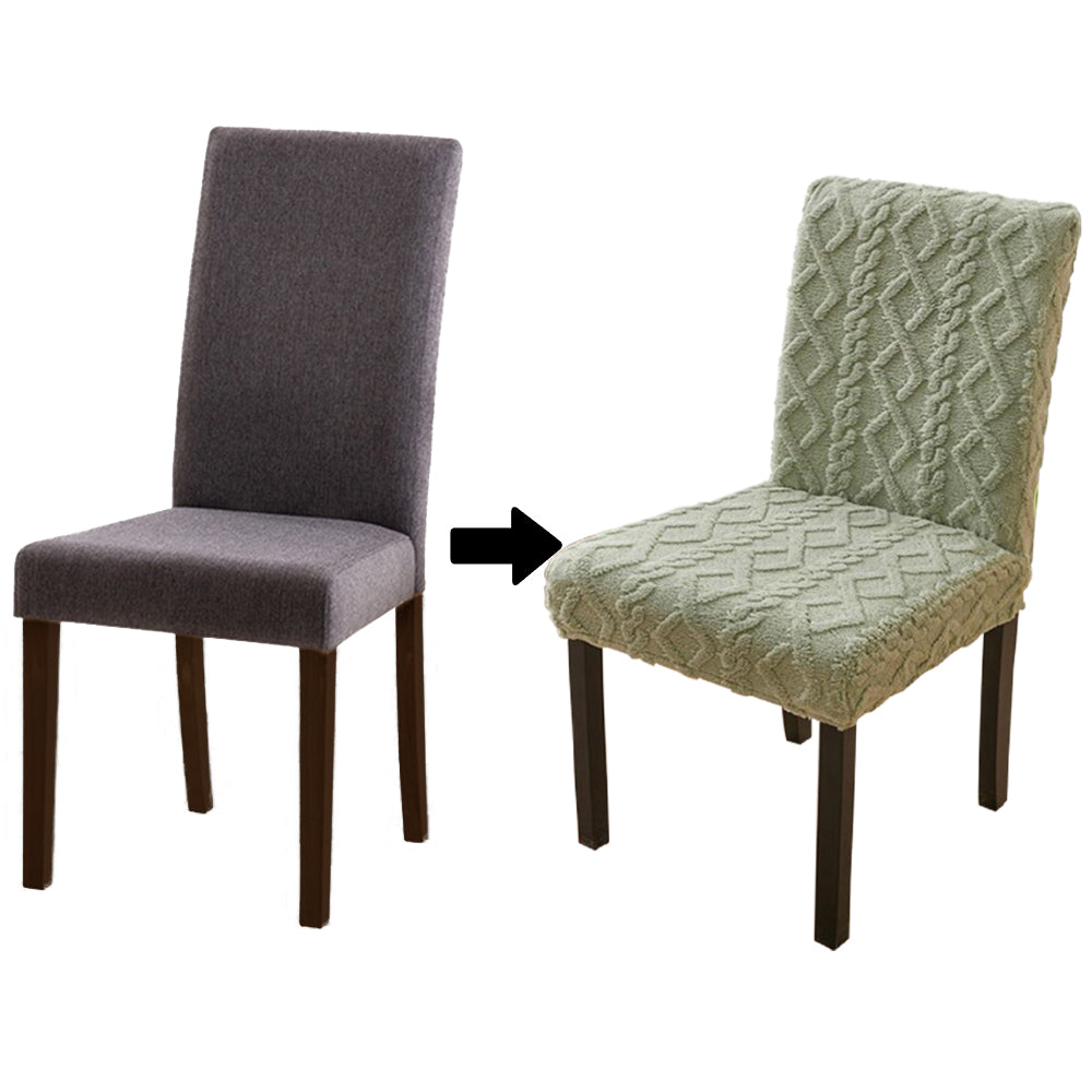 Set of 4Pcs Stretch Dining Room Chair Covers Jacquard Chair Slipcovers Removable Washable Green