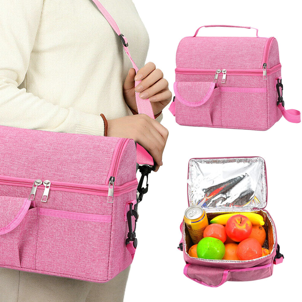 Insulated Lunch Bag Lunch Tote Lunch Box Baby Milk Carrying Bag for Work Picnic Hiking Pink