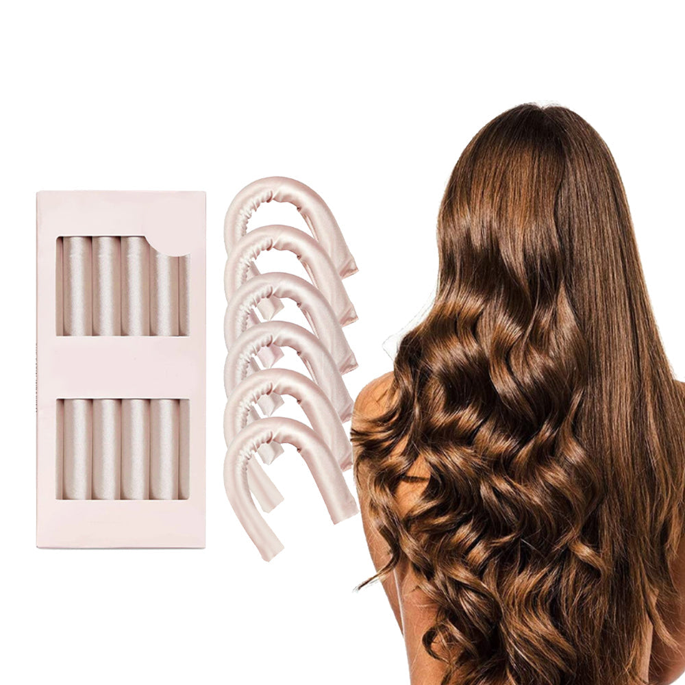 6Pcs Set Heatless Hair Curlers Flexible Hair Curling Rods Overnight Curls Hair Styling Tools Champagne