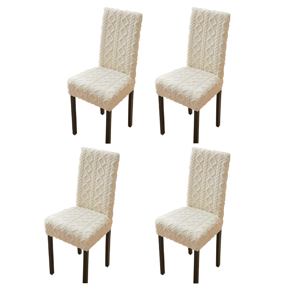 Set of 4Pcs Stretch Dining Room Chair Covers Jacquard Chair Slipcovers Removable Washable Beige