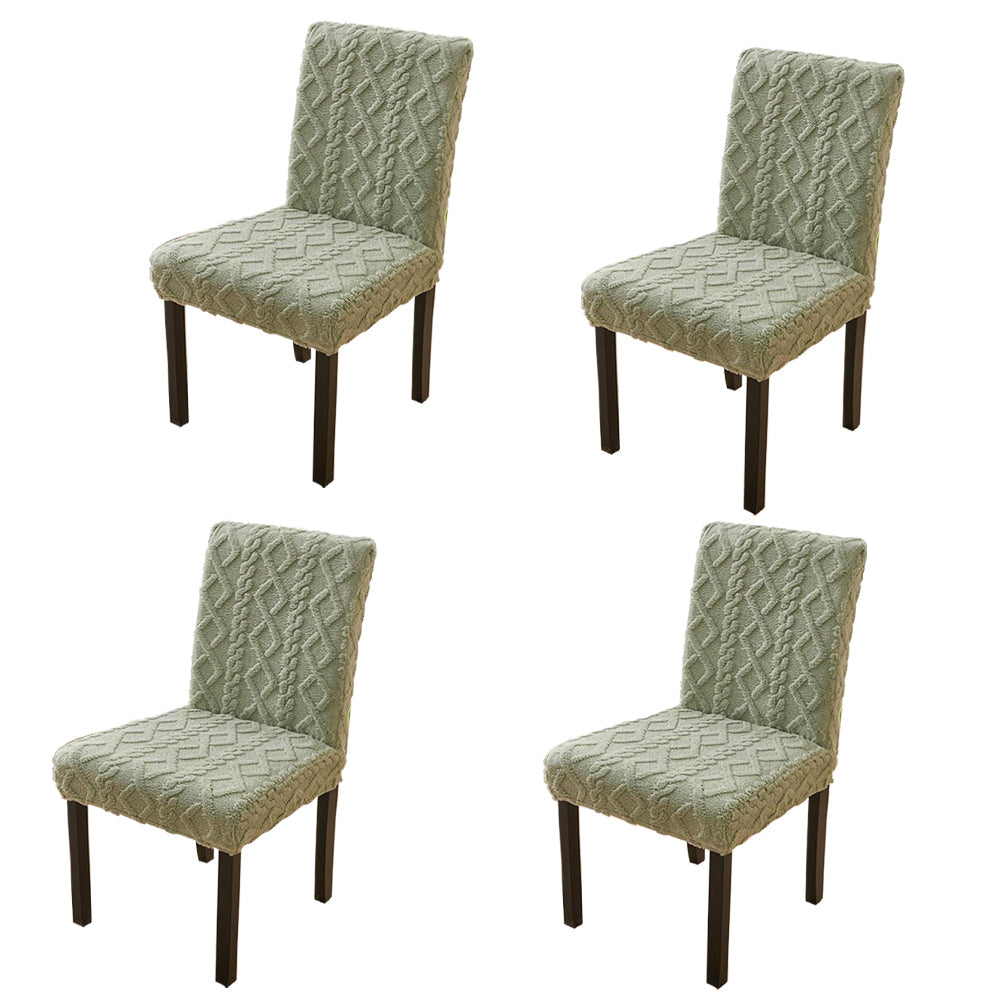 Set of 4Pcs Stretch Dining Room Chair Covers Jacquard Chair Slipcovers Removable Washable Green