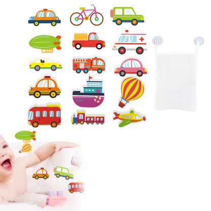 15Pcs Set DIY Cartoon Transportation Stickers Kid Bath Toys