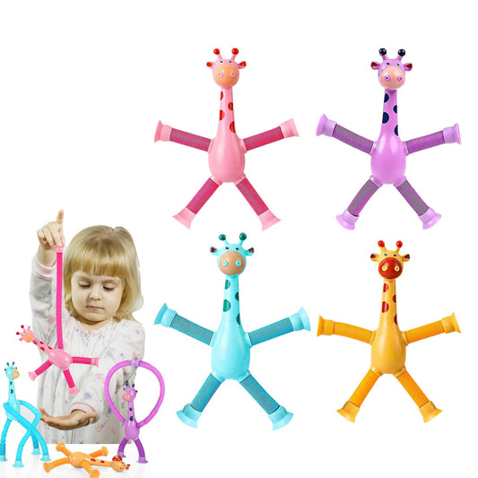 4Pcs Telescopic Suction Cup Giraffe Toy Fun Tube Toy Kid Toy