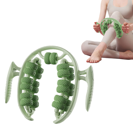 26 Wheels Annular Leg Clamp Massager Leg Massage Device Manual Muscle Relaxer Green