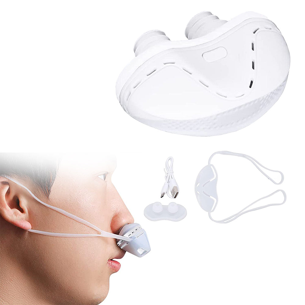 2pcs Anti Snoring Devices Electric Mini Noise Solution Sleep Stop Snore Aid Stopper for Men Women -White