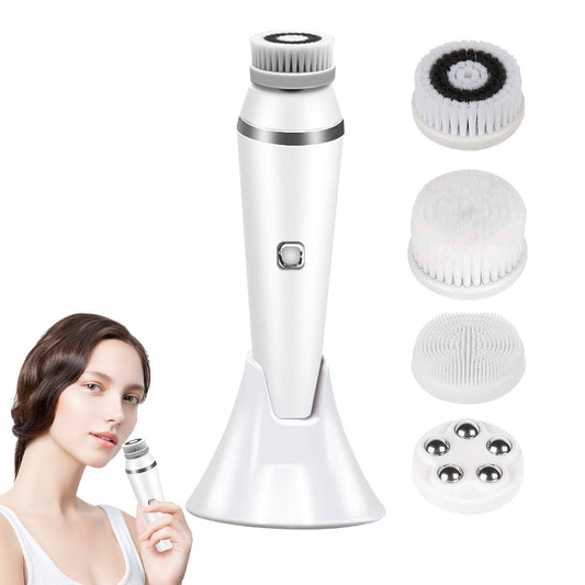 4-in-1 Electric Facial Cleansing Brush Set for Skin Care and Beauty White