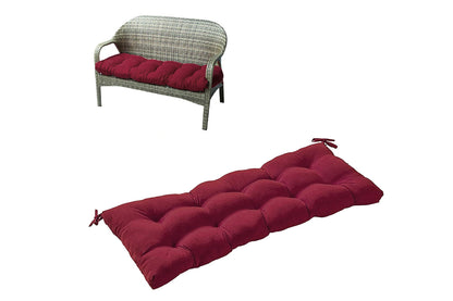 Outdoor Loveseat Cushion Outdoor Bench Cushion Long Seat Pad with Ties for Indoor Outdoor Furniture-Wine Red
