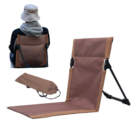 Folding Beach Lounge Chair Portable Beach Mat with Backrest Dark Brown