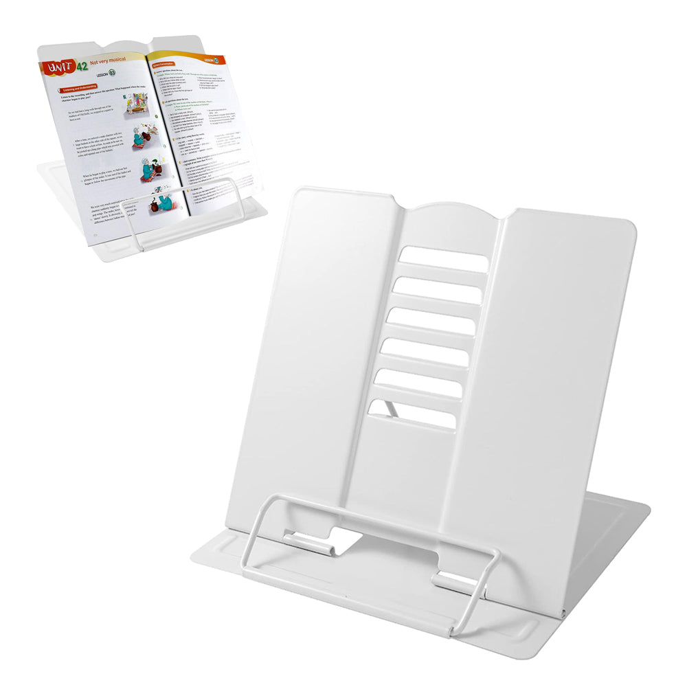 For Reading Book Stand Adjustable Metal Book Holder White