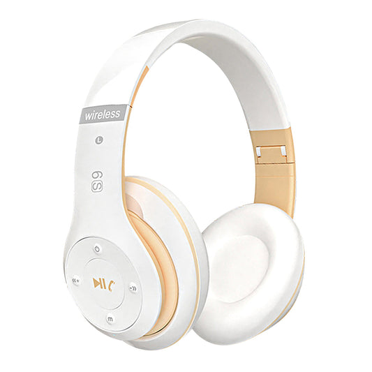 Wireless Bluetooth Headphones Foldable Over Ear Stereo Headsets with Built-in Mic White