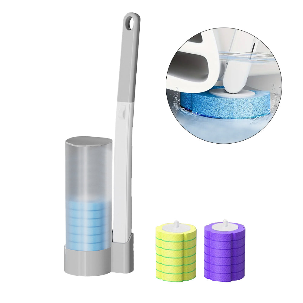 Disposable Toilet Brush Set with 18Pcs Replacement Brush Heads Grey