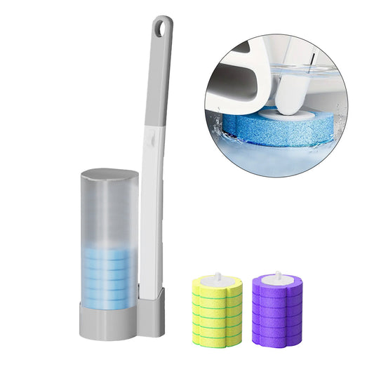 Disposable Toilet Brush Set with 18Pcs Replacement Brush Heads Grey