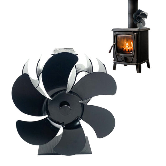 6 Blade Fireplace Fan Heat Self-Powered Wood Stove Top Burner Silent Eco Heater