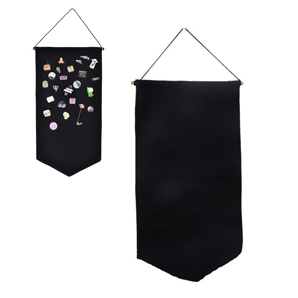 53x26.7cm Wall Hanging Badge Brooch Jewelry Storage Case Canvas Display Banner Stand Pin Collection Organizer Holder Black
