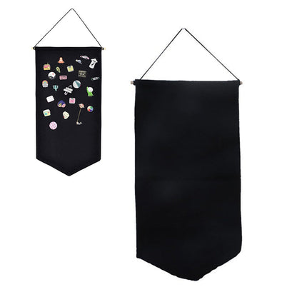 53x26.7cm Wall Hanging Badge Brooch Jewelry Storage Case Canvas Display Banner Stand Pin Collection Organizer Holder Black