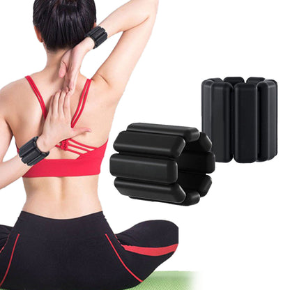 Pair of Adjustable Wrist Ankle Weights Unisex Strength Training Set Walking Running Gym Black